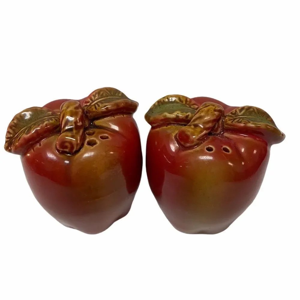 Vintage Red Apple Ceramic Salt & Pepper Shakers